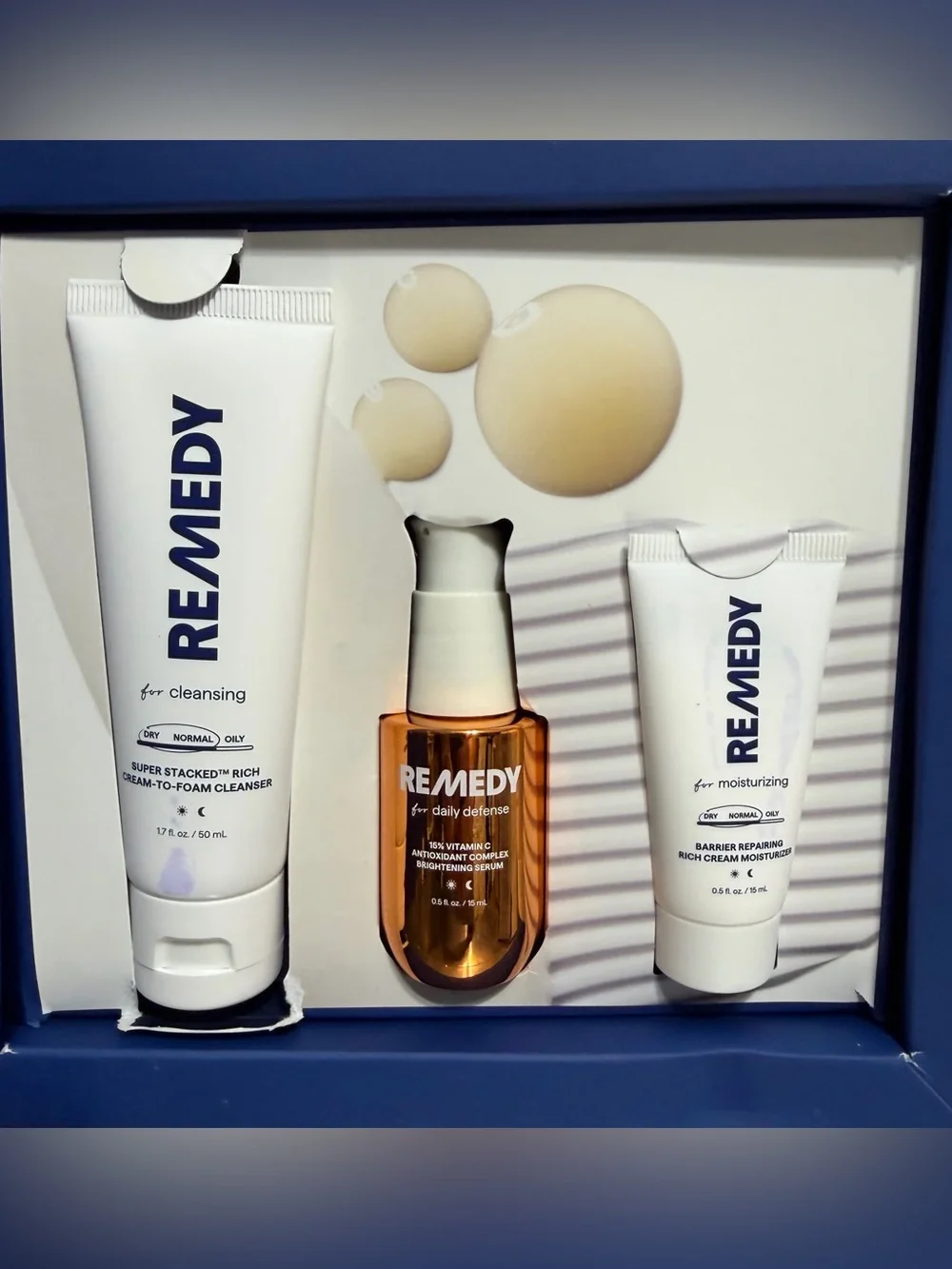 REMEDY Derm Brightening 3-Piece Skincare Kit ~ Cleanser Serum Moisturizer ~ NIB